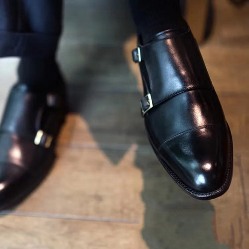 英伦孟克鞋真皮尖头35隐形内增高