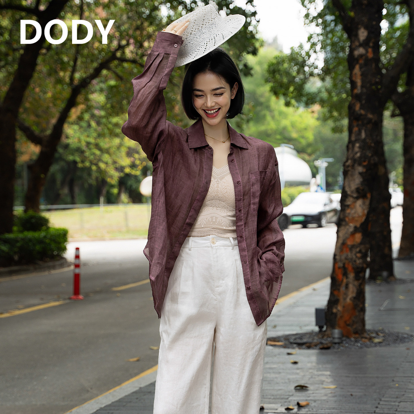 DODY读衣 都市风尚简约纯亚麻夏季炒色衬衫