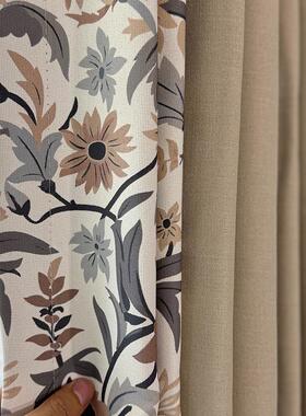 小花雏菊非洲菊 窗帘 法式浪漫卧室棉麻质感  橄榄绿治愈白色 SJ7