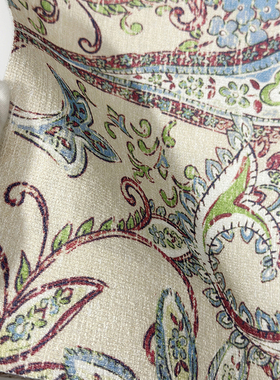 浪漫法式美式民族图案 高品窗帘 绿色紫色佩斯利布艺 卧室酒店 P9