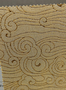 祥云纹 无缝墙布 W5 立体描金 金黄色孔雀蓝 现代中式  客厅 酒店