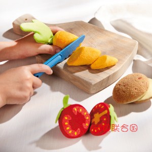 德国HABA番茄土豆胡萝卜立体剖面切切看8件儿童毛绒仿真食物蔬菜