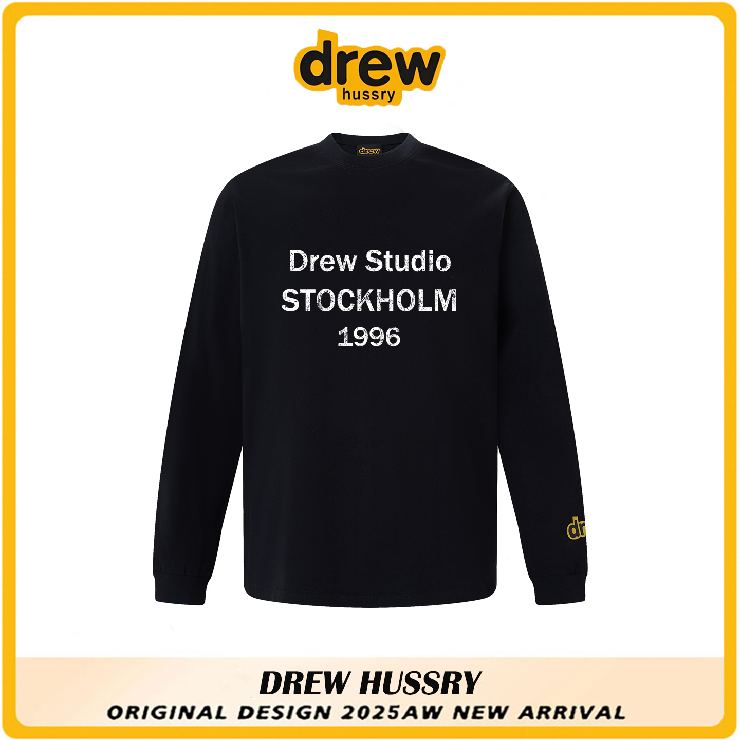 drew美式1996字母印花长袖T恤