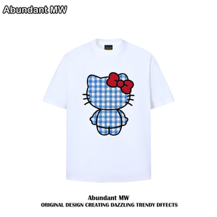 Abundant T恤男女宽松情侣纯棉百搭上衣 MW潮牌卡通HelloKitty短袖