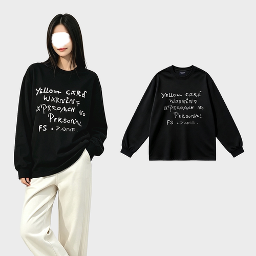 美式复古字母印花长袖T恤女