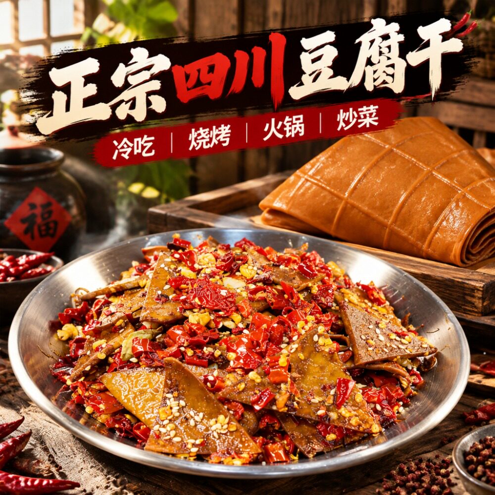 四川牛皮豆干500g卤豆皮薄片家用炒菜凉拌烧烤火锅豆腐干商用批发