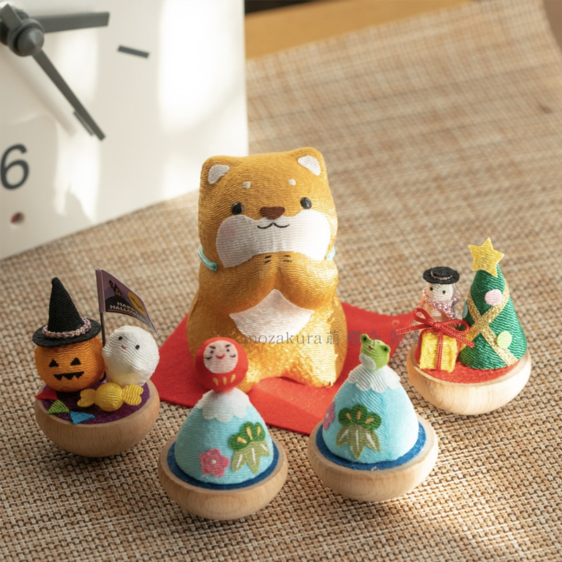 日本制龙虎作手工可爱创意车载圣诞节万圣节桌面不倒翁摆件生日
