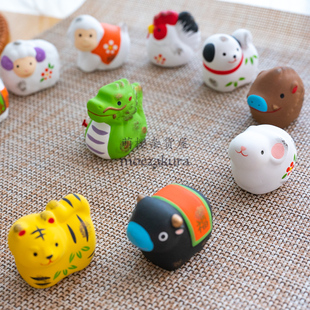 吉祥物十二生肖桌面装 饰摆件 药师窑招福开运手工陶瓷 日本进口