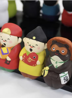 3月特惠 日本京都龙虎作素陶土可爱兔子猫狸猫 车载办公室装饰摆