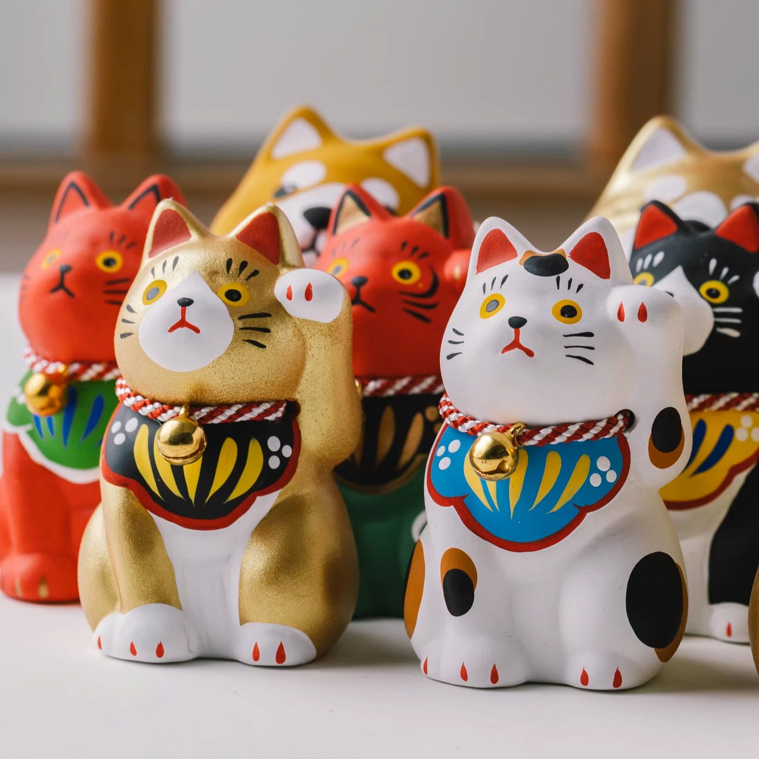 日本制濑户烧民间传统招福开运招财猫摆件桌面开业送礼居家饰品