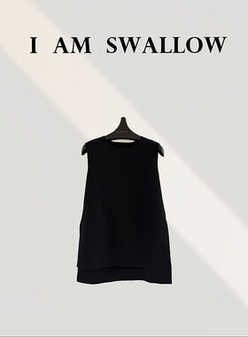 【A/M Swallow】丝光马匹棉开叉无袖上衣W-1037#997