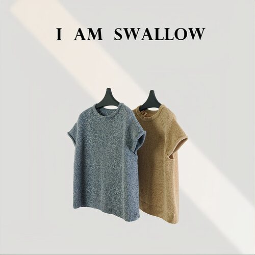 【A/M Swallow】羊毛短袖T恤针织上衣W-1378#997