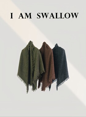 【A/M Swallow】牦牛绒三角流苏披肩围巾W-1506#152