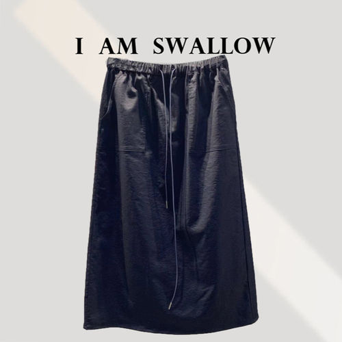 【A/M Swallow】棉麻混纺口袋抽绳半裙W-1032#700