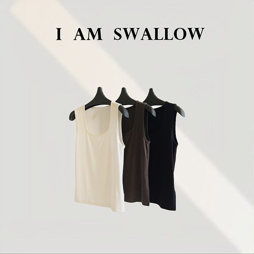 【A/M Swallow】膨体腈纶*微弹净色打底小背心W-1537#007