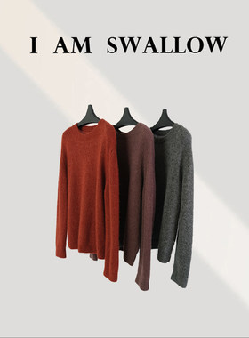 【A/M Swallow】宽松圆领丝羊绒长袖毛衣W-1518#997