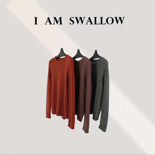 【A/M Swallow】宽松圆领丝羊绒长袖毛衣W-1518#997