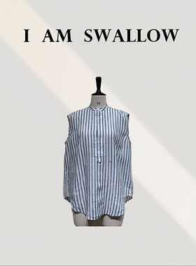 【A/M Swallow】色织亚麻条纹无袖衬衫W-1096#152