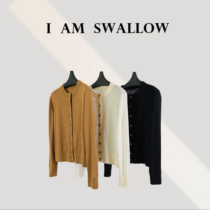 【A/M Swallow】无领羊毛长袖开衫短外套W-1304#997