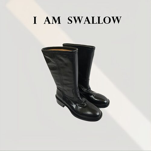 【A/M Swallow】水洗牛皮做旧褶皱中筒靴W-1527#5732