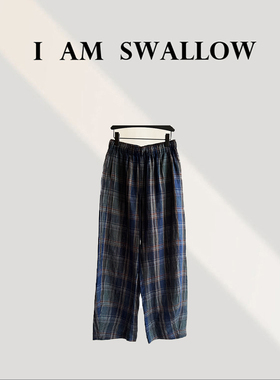 【A/M Swallow】亚麻色织格子休闲裤W-1095#700