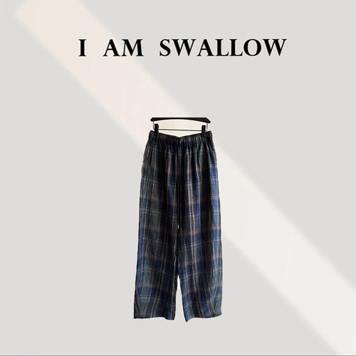 【A/M Swallow】亚麻色织格子休闲裤W-1095#700