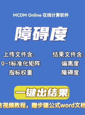 （熵权topsis) 障碍度模型在线计算软件，自动发货，含视频和word