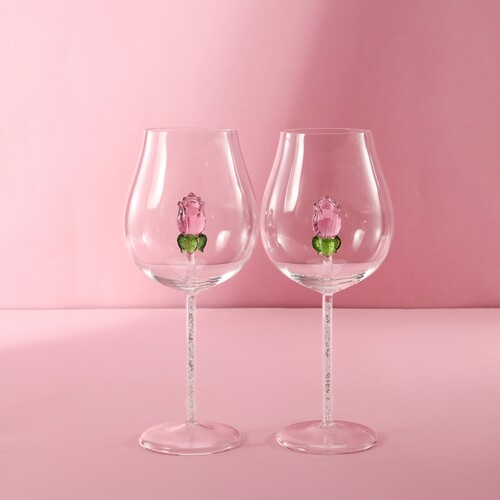 仙女专用玫瑰花酒杯双支礼盒