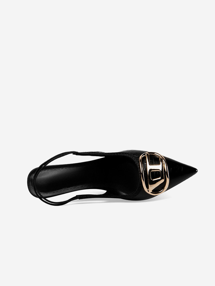 Sandal cao gót mũi nhọn cổ điển phong cách Pháp Sophie, gót nhọn 5-8 cm — Trắng Ngà, Đen