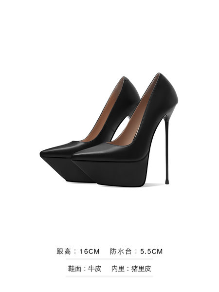 Giày cao gót nữ mũi nhọn gót siêu cao 16 cm platform chống nước — Đen, Tím, Trắng