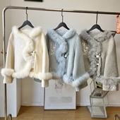 中式 国风盘扣狐狸毛绣花双面呢羊毛大衣女小个子2025秋冬羊绒外套