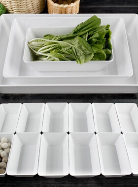 加厚仿瓷长方形卤菜托盘卤味生鲜鸭货盘子斜边塑料熟食展示盆加深