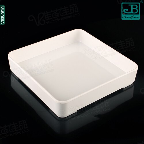 密胺白色方形自助餐盘