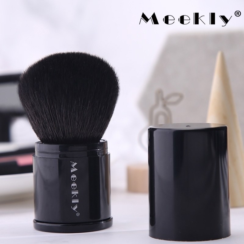 My纯羊毛便携散粉刷蜜粉刷大号伸缩带盖腮红刷粉饼刷动物毛化妆刷