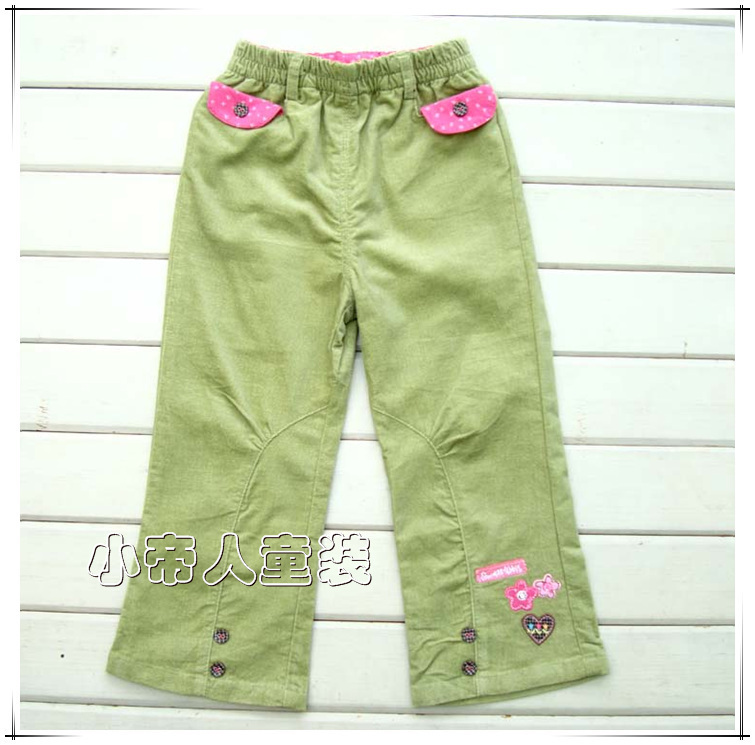 双11价小脚丫童装儿童春秋款女童平绒微喇长裤小女孩单裤80
