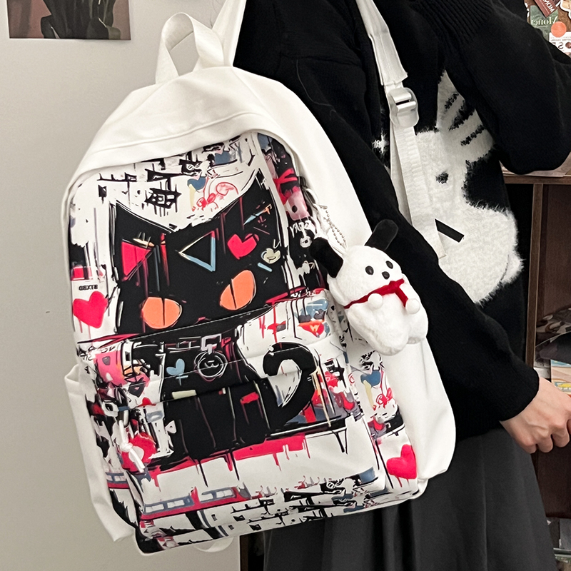 双肩包ins涂鸦漫画书包男生初中生大学生背包男女时尚潮流高中生