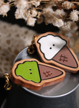 弹力绑带冰淇淋雪糕筒挂件手账本活页a7 a6 m5 真皮钥匙头层牛皮