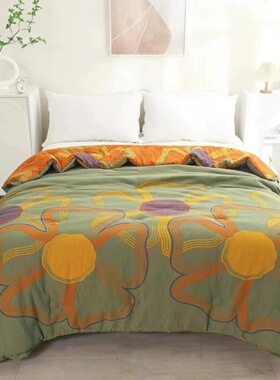 绿色秋花200x230双层纱被子