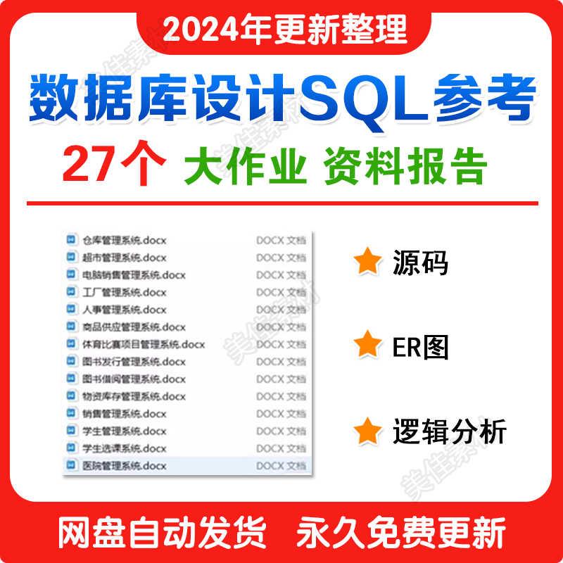 27个数据库设计参考SQL 管理系统 大作业 资料报告