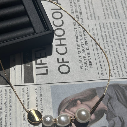 小众时尚气质巴洛克珍珠复古吊坠高级设计感锁骨链