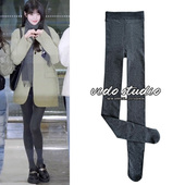 张元 袜女 袜显瘦春秋韩系百搭加绒瘦腿袜保暖连裤 英同款 灰色打底裤