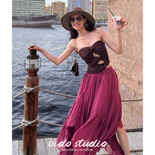 钟楚曦同款 扭结不规则抹胸上衣半身裙度假风两件套辣妹气质套装 夏