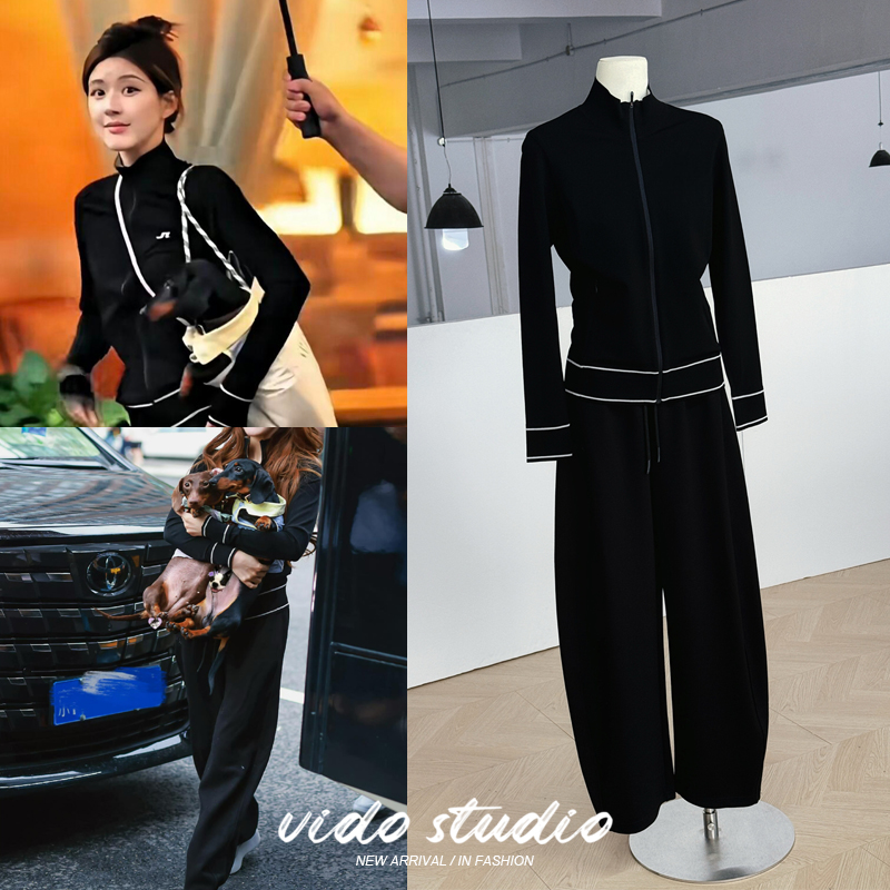 许我耀眼休闲短款拼色立领外套