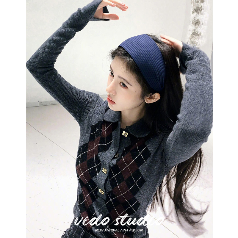 复古针织衫法式翻领学院风