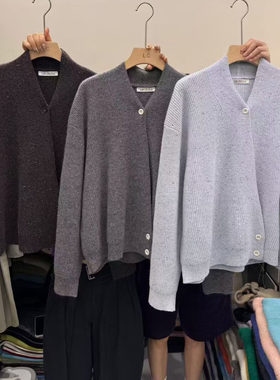 LASCELULA正品实体店同款韩系V领长袖羊毛针织开衫女休闲毛衣外套