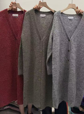 LASCELULA正品实体店同款慵懒风羊毛马海毛V领针织开衫女毛衣外套