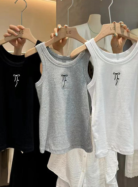 LAS CELULA正品实体店同款黑色宽肩带背心女修身显瘦百搭上衣春夏