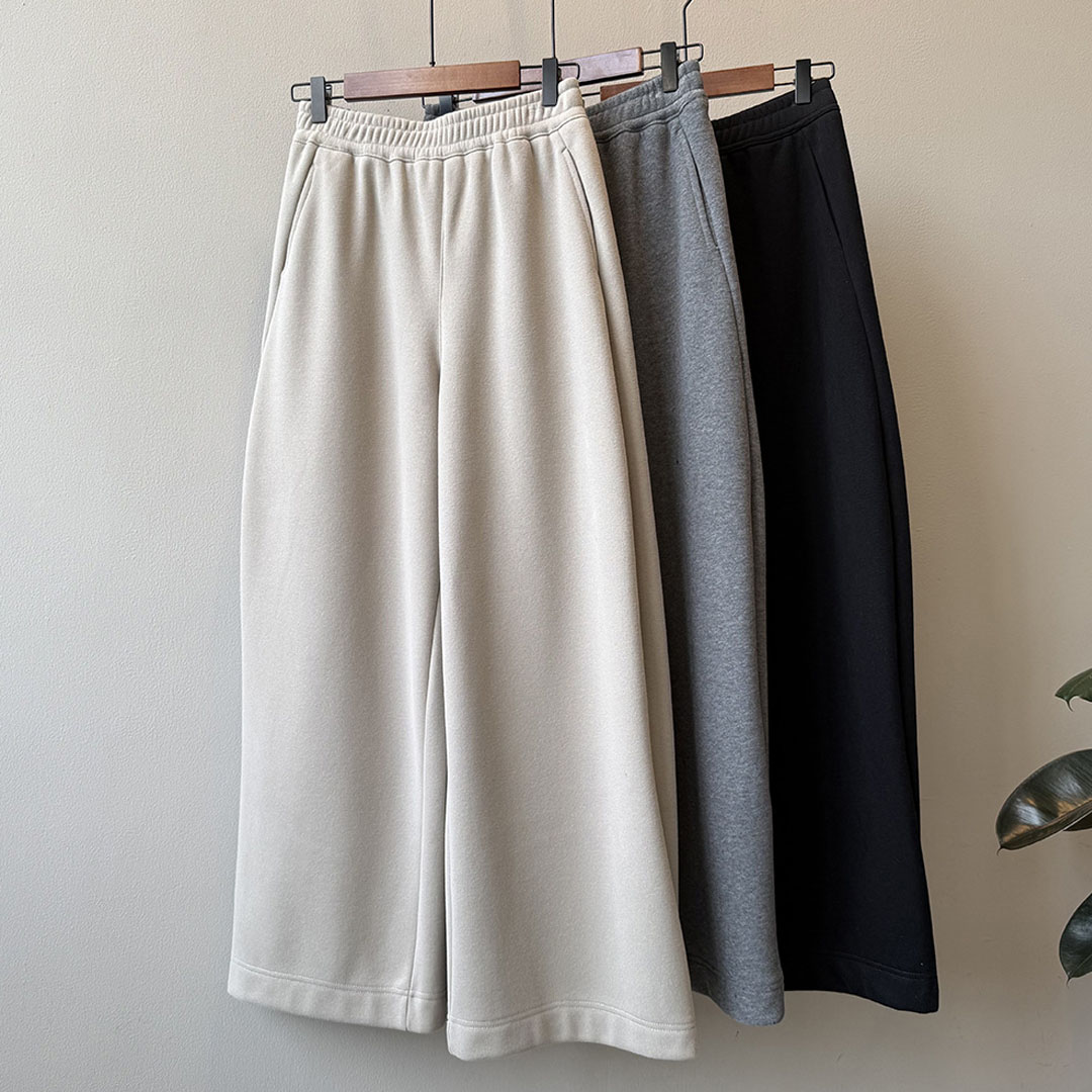 直筒纯色加厚阔腿裤休闲卫裤女