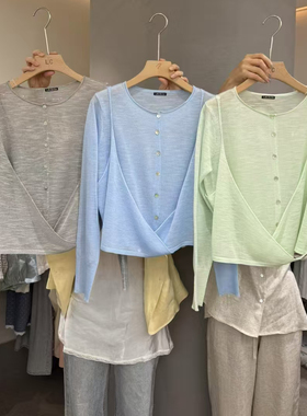 LASCELULA正品实体店同款韩版时尚针织2件套女圆领开衫百搭上衣潮