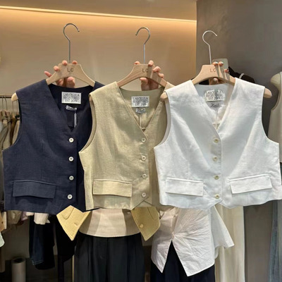 单排扣无袖V领西装马夹背心女